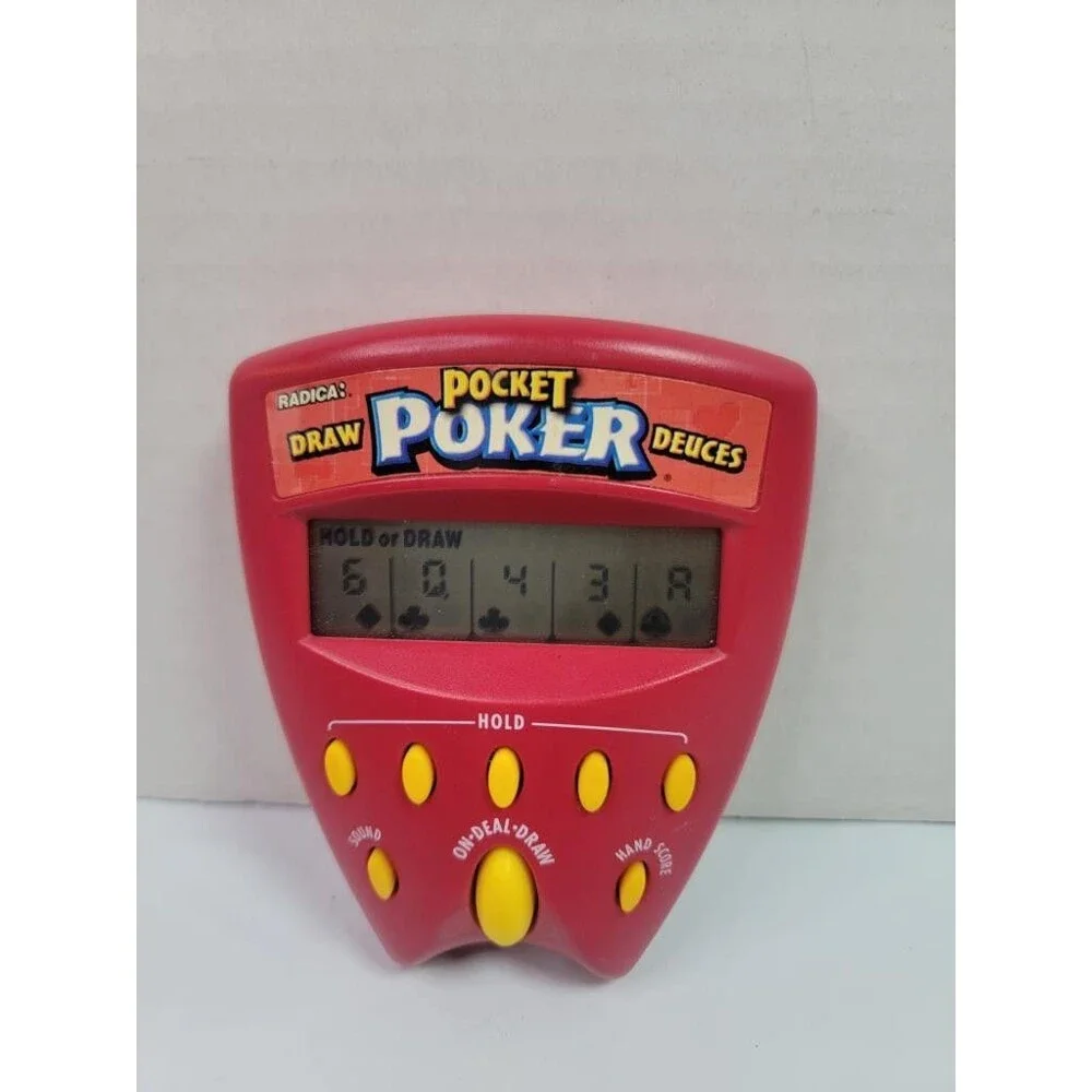 Radica Pocket Poker Draw Deuces Handheld Electronic Game Red 1999 Vintage Works
